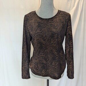 Chagall pull over top adorned in black and gold sparkle Crystals size L